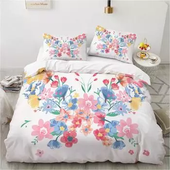 Floral Cactus King Queen Duvet Cover Watercolor Tropical Plants Bedding Set for Teen Adults Flowers 2/3pcs Polyester Quilt Cover 70x133cm 2pcs