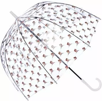 Floral Cat Transparent Cute Rib Total 490g [Fulton] Umbrella, Women s Umbrella, Pattern, Print, Cat, Women s, White, Japan, Length 65cm, Length белый