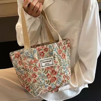 Floral One-Shoulder Creative Cute Ins Handbags Red small size