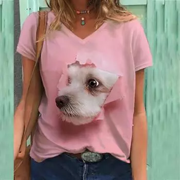 Floral Print T-shirt Fashion V-neck Print Women s Short Sleeved T-shirt Top S