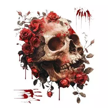 Floral Skull Stickers Self-Adhesive Removable Toilet Seat Decals Skull Bathroom Wall Decals Skull Horror Toilet Seat Stickers CHINA