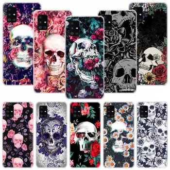 Чехол для телефона с цветочным рисунком в виде сахарного черепа для Samsung Galaxy A12 A22 A32 A42 A52 A72 A51 A71 5G A41 A31 A21 A02S M12 M21 M31 M30S Samsung A12 5G