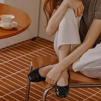 Florida Studio FL2832 Иссоп, квадратный носок, 2 см, на плоской подошве, черный-FL2832 225