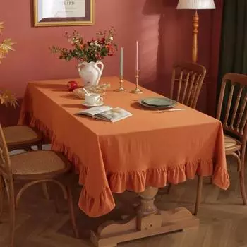 Flounce Stitching Cotton Fabric Table Cloth Washable Tablecloth for Wedding Party Dining Banquet Decoration Luxuriou Table Cover 60x60cm