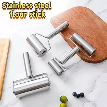Flour stick multifunctional stainless steel T-shaped rolling pin, non stick baking dumpling skin rolling pin, pressure rolling p