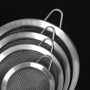 Flour Strainer Mesh With Handle Diameter7/8/10/12/14/16/18/20/22cm Stainless Steel Colander Tea Sifter Kitchen Sieve Filter Tool as shown