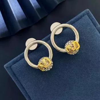 Flow V Mark Full Diamond Ball Round Stud Earrings Women S Cold Wind Personality Earrings Temperament Jewelry