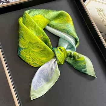 Flower 100% Silk Square Scarf Women Satin Shawl Wrap Hijab Female Hair Band Wrist Luxury Headkerchief Echarpe 2024 Bandana