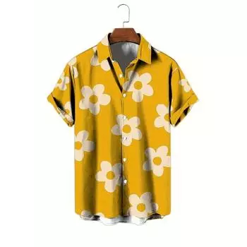 Flower 3D Printed Hawaiian Shirt Summer Beach Vacation Casual Men s Short Sleeve Tops Daily Fashion Loose Oversized Lapel Shirt S