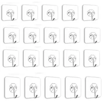 Flower Adhesive Wall Hooks, 20 Pack Heavy Duty Hooks for Wall Hanging, Strong | Self-Adhesive Sticker Hooks for Walls | Waterproof Wall Hanger Hook PACK OF 20