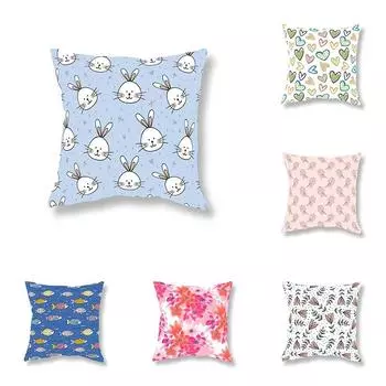 Flower and Fruit Print Pillowcase Car Ornaments Office Living Room Home Pillowcase 40x40cm
