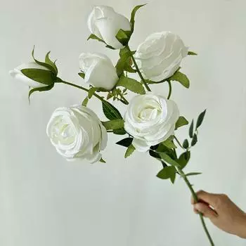 Flower Artificial Mini Rose Wedding Hotel Restaurant Desktop Decoration Ornament White