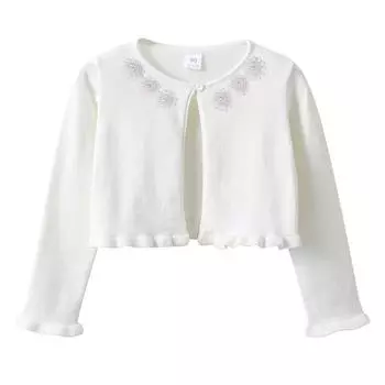 Flower Beaded Cotton Girls Knitted Cardigan Jacket Children s Small Shawl Matching Dress 90cm