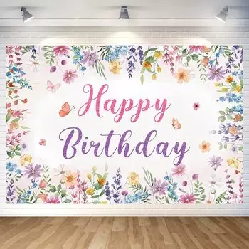 Flower Birthday Tapestry Flower Birthday Decoration Birthday Photo Poster Flower Birthday Photo Background Happy Birthday Party Tapestry Stylish
