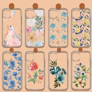 Flower Bud pattern Phone Case Transparent soft For iphone 11 13 12 14 x xs xr pro max mini plus iphone 12 pro max