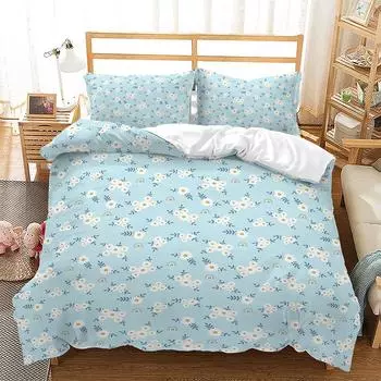 Flower Chinese American Plant 3D Digital Printing Bed Three-Piece Quilt Kit 135 * 200 (two-piece set) 90g