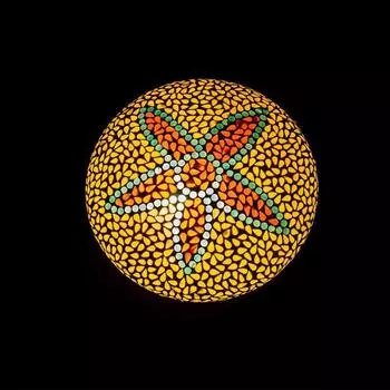 Flower Design Mosaic Yellow Coloured Glass Ceiling Light