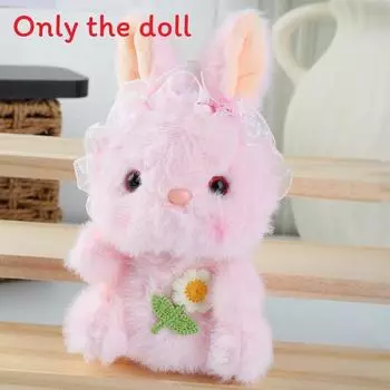 Flower Embroidery Cute Lace Headwear Cartoon Rabbit Plush Toy Pendant For Kids