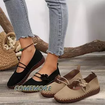 Flower Flats Shoes Fashion Women Dress Sandals 2024 Designer Shoes Summer Retro Lightweight Soft Sole Trend Casual Comfortable 35 чёрный