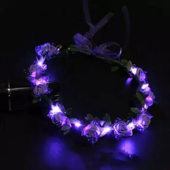 Flower Headwear Party Foam Women Headwear Wreath Decoration Crown Flower Headband LED Light Garland