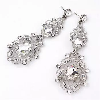 Flower Hollow Earrings Big Long Drop Earrings Dangle Earrings белый