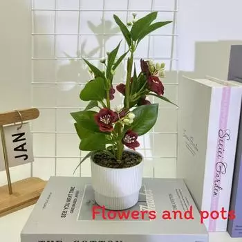 Flower Jasmine Artificial Potted Plant With Rain Flower Stone For Interior Decor