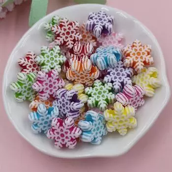 Flower Jewelry Acrylic Loose Beads 50Pcs Snowflakes Shell Women DIY Gilrs Bracelet Gifts Necklace Handmade Crown/14*11mm