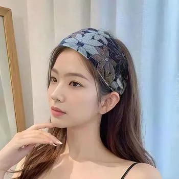 Flower Lace Embroidery headband Mesh Women Hair Hoop Elegant Toothed Non-slip Hairband Wash Face style2