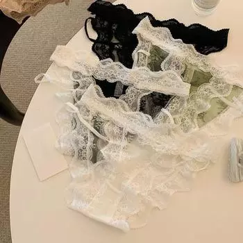 Flower Lace Mesh Briefs Low Waist Panties Women Fashion Transparent Underwear Female