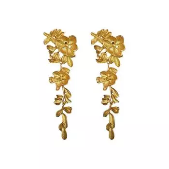 Flower leaf fringed earrings