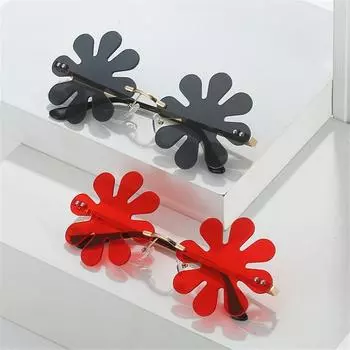 Flower Lens Rimless Fashion Sun Glasses Flower Shape Sunglasses Funny Beach Party Favor Photo Glasses Frameless Sunnies Outdoor