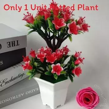 Flower Lily Artificial Potted Plant Simulated Green Plant Decoration Ornament Bright Red