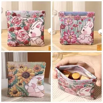 Flower Lipstick Storage Bag Print Leaf Spring Bag Makeup Bag Mini Cosmetic Bag Travel C