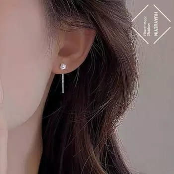 [Flower Moon Shadow] 925 Sterling Silver Ruyi Knot Tassel Hanging Earrings Accessible Luxury Fancy Pierced-Ear-Caring Ear Studs Earrings Earrings Ruyi Knot Ear Line