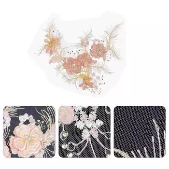 Flower Net Gauze Sticker Decor Handmade Beaded Patch Clothes Accessory Applique Colorful Pure Sew Beads Mesh Unique Dress жёлтый