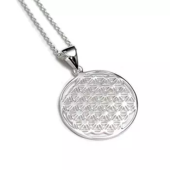 Flower of Life Sacred Geometry Flower of Life Pendant Necklace Pendant Top Silver 925 Carmelo [Mizaru] (with chain, silver)