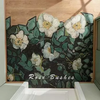 Flower Oil Painting Retro Floor Mats Home Door Mats Household Scrubbing PVC Leather Door Mats Rubbing Soil Floor Mats Non-slip 60x90CM