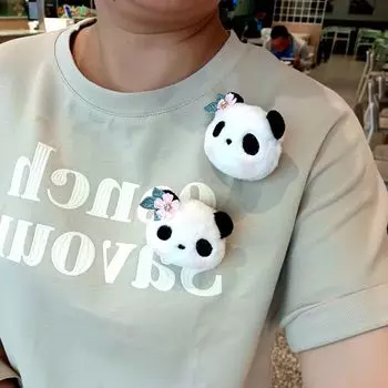 Flower Panda Brooch Bag Pin Decorations Plush Doll Clothes Accessories Chengdu Panda Base Cultural and Creative Flower brooch 2(6cm)