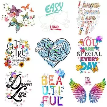 Цветочная нашивка Термонашивки на одежде Бабочка Термоаппликация для футболки Наклейка Термоперенос для одежды Наклейки своими руками