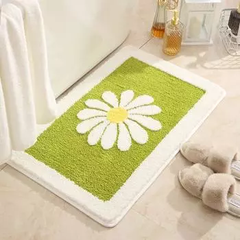 Flower Pattern Bathroom Rug Rectangle Microfiber Shaggy Bath Mats Shower Rugs Non-Slip Entrance Door Mat Carpet Bathroom Product 40x60cm