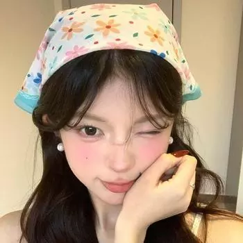 Flower Pattern Printing Hair Scarf Headband Headscarves Elastic Hair Ribbon Scarf Beach style1