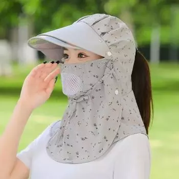 Flower Pattern Women Face Neck Cover Breathable Fisherman Hat Sunscreen Hat Summer Outdoor