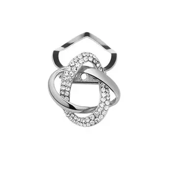 Flower Pearl Crystal Shawl Clip Rhinestone Romantic Weddings silver-o shape