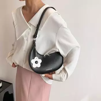 Flower Pendant Flower Shoulder Bag Large Capacity Women Underarm Bag Fashion Half-moon Bag Outdoor оранжевый