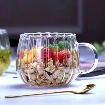 Flower Petal Vertical Striped Glass Cup Thickened Home Office Glass Cup 301-400ml прозрачный