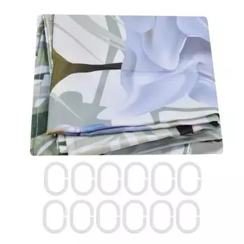 Flower Plants Pattern Shower Curtain Waterproof Polyester Bathroom Curtain with Hooks180x200cm 150x180cm / 59.1x70.9in