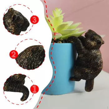 Flower Pot Hugger Figurine Garden Animal Statue Desktop Lawn Ornament,Miniature Sculpture for hamster