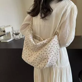 Женская сумка через плечо с цветочным принтом, сумка через плечо большой емкости, сумка подмышками красный