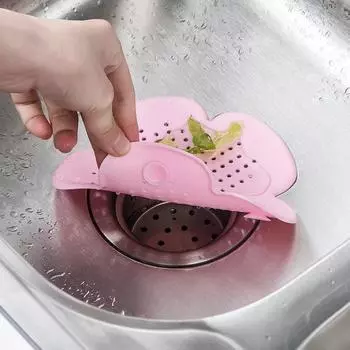 Flower Shape Kitchen Sink Drain Silicone Hair Catcher Bathroom Stopper Strainers Shower Cover Basin Sink Filters Floor Drain розовый