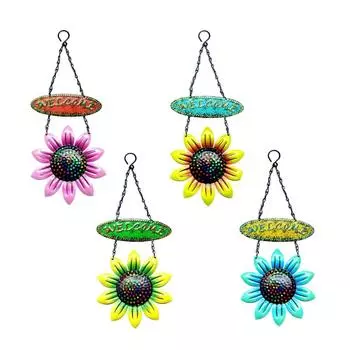 Flower Shape Welcome Sign Iron Wall Hanging Ornaments Door Window Hangers Pendant Garden Home Decoration Gifts жёлтый